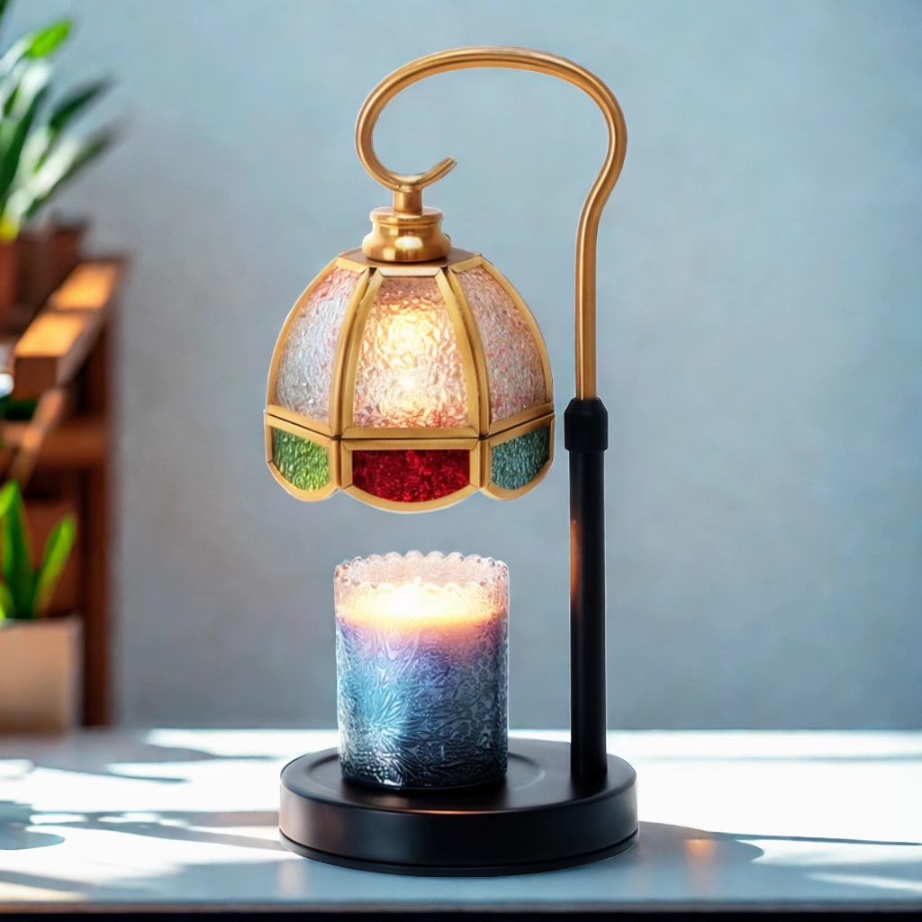 Warmy Aura Candle Warmer with Candle on table